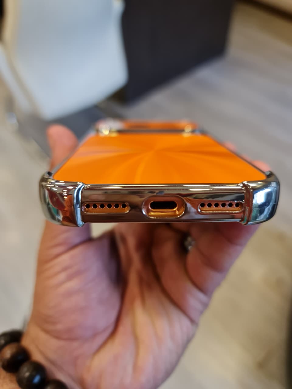 Electroplated Frame Four Corners Anti-drop Glossy Lens Protection (Orange)