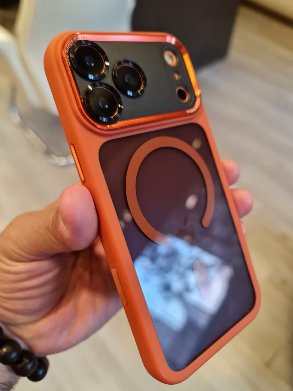 Popular TPU Acrylic Clear Magnetic Phone Case for iPhone 17 Pro Max (Orange)