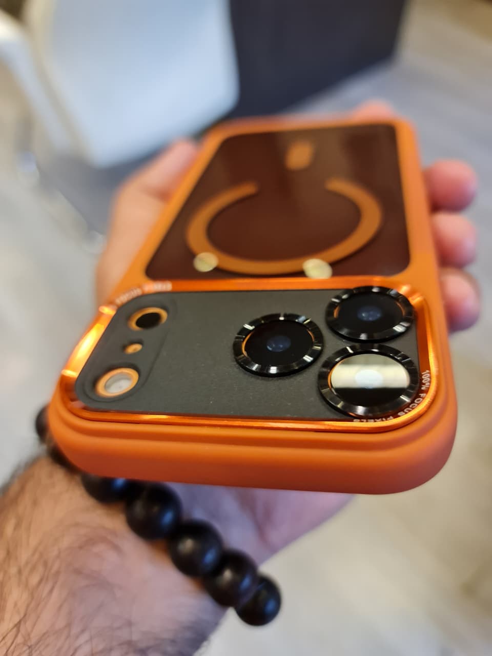 Popular TPU Acrylic Clear Magnetic Phone Case for iPhone 17 Pro Max (Orange)