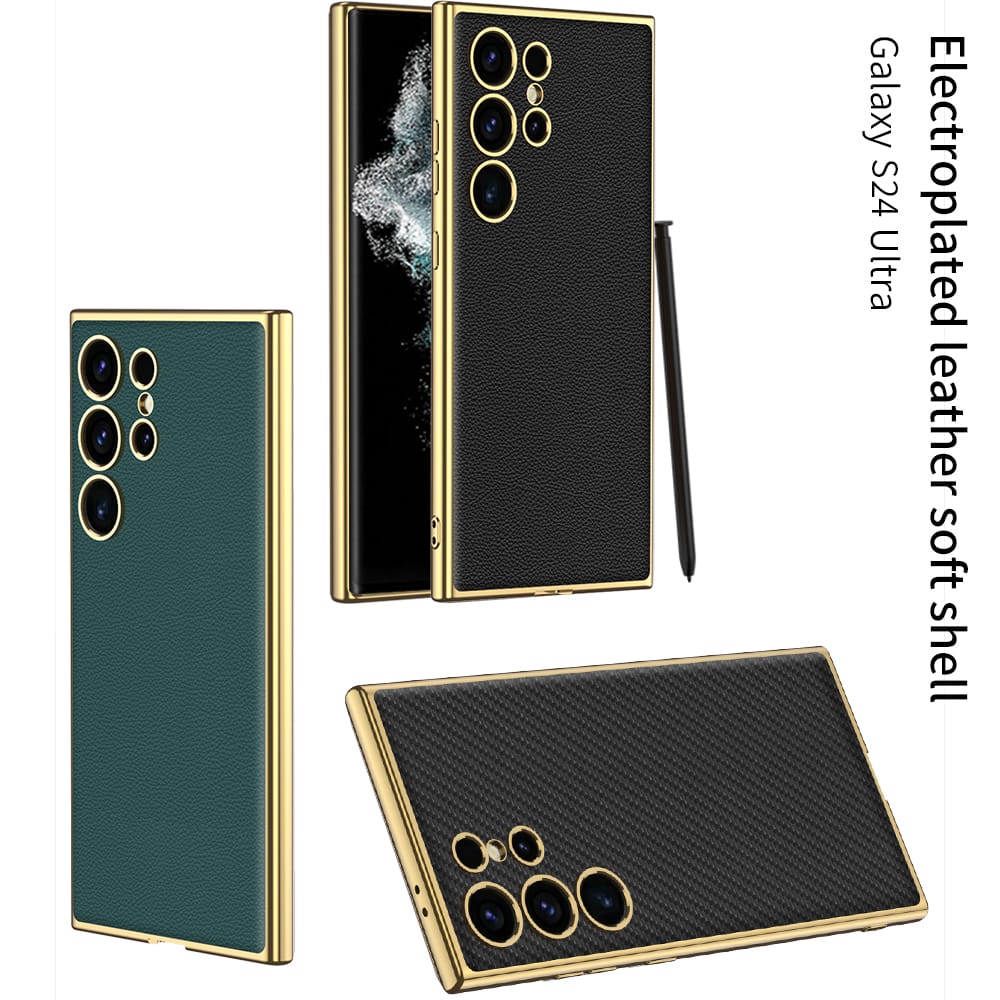 GKK Electroplating PU Leather TPU Phone Back Cover For Samsung