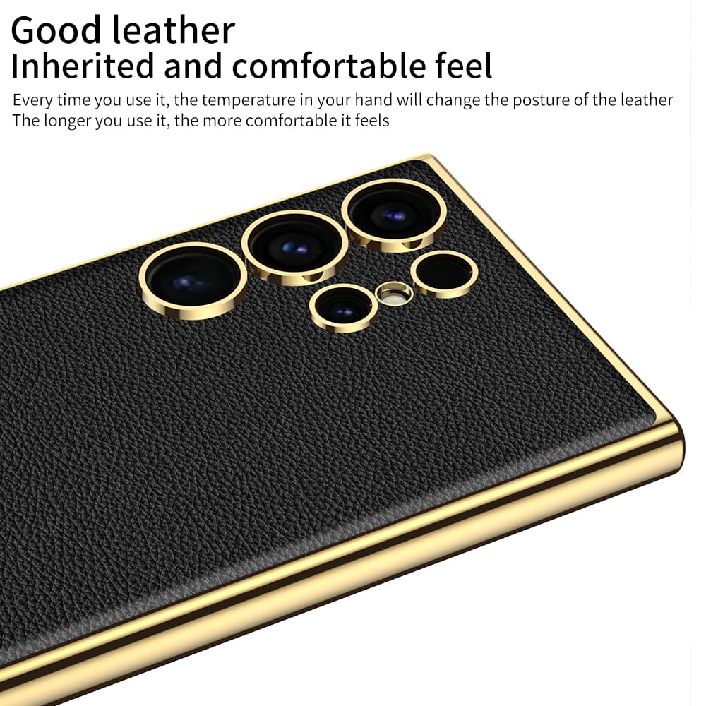 GKK Electroplating PU Leather TPU Phone Back Cover For Samsung