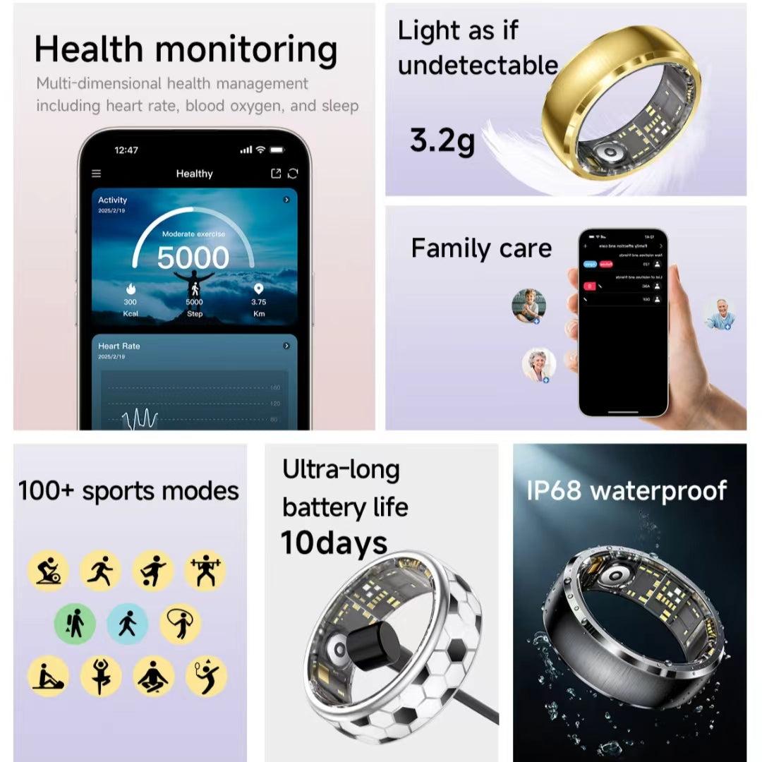 Best Smart Ring Unisex IP68 Waterproof AMOLED