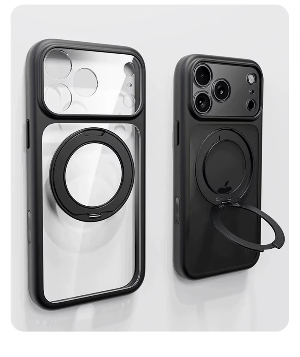 Transparent Magnetic Case 360° rotating ring and full camera protection For iPhone