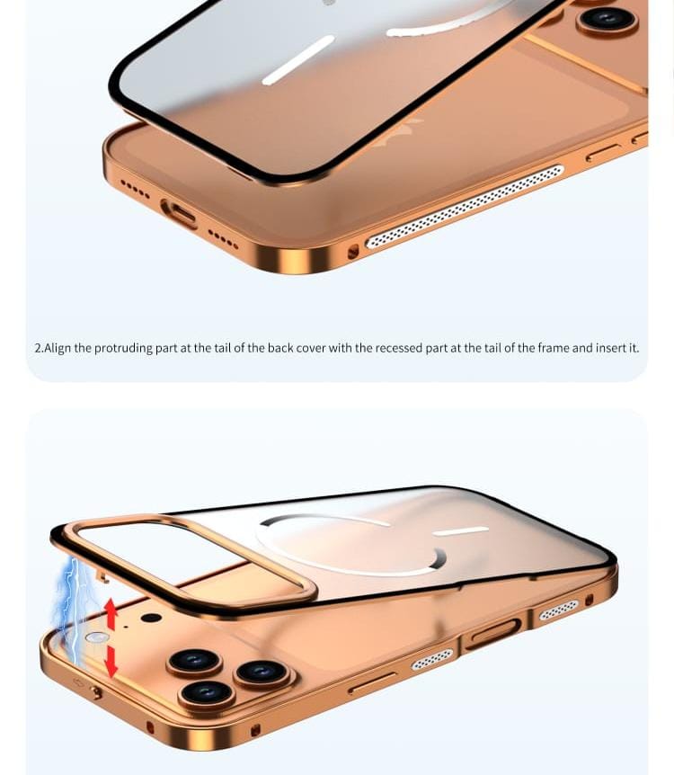 Metal Bumper Frame Frosted PC Back Cover Case for iPhone 17 Pro Max(Black)