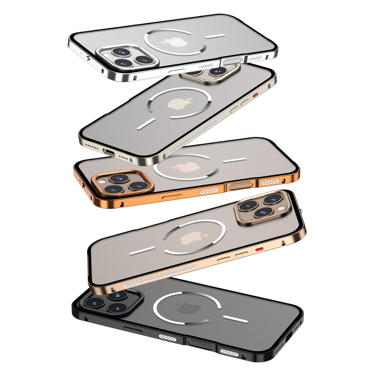 Metal Bumper Frame Frosted PC Back Cover Case for iPhone