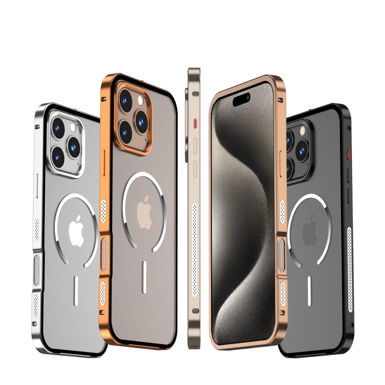 Metal Bumper Frame Frosted PC Back Cover Case for iPhone