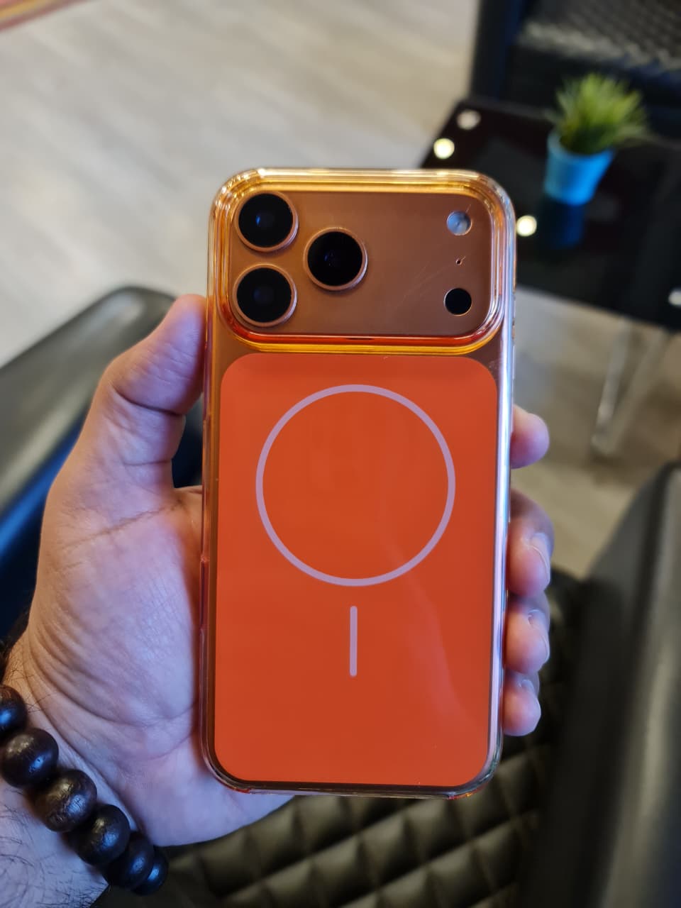 Original Color Design Clear Magnetic Case for iPhone 17 Pro Max (Orange)