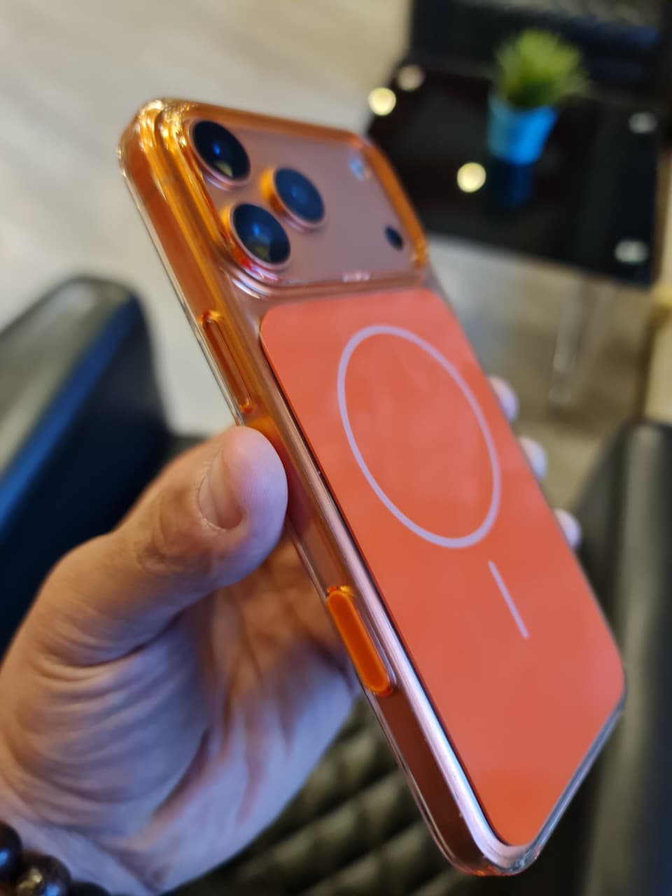 Original Color Design Clear Magnetic Case for iPhone 17 Pro Max (Orange)