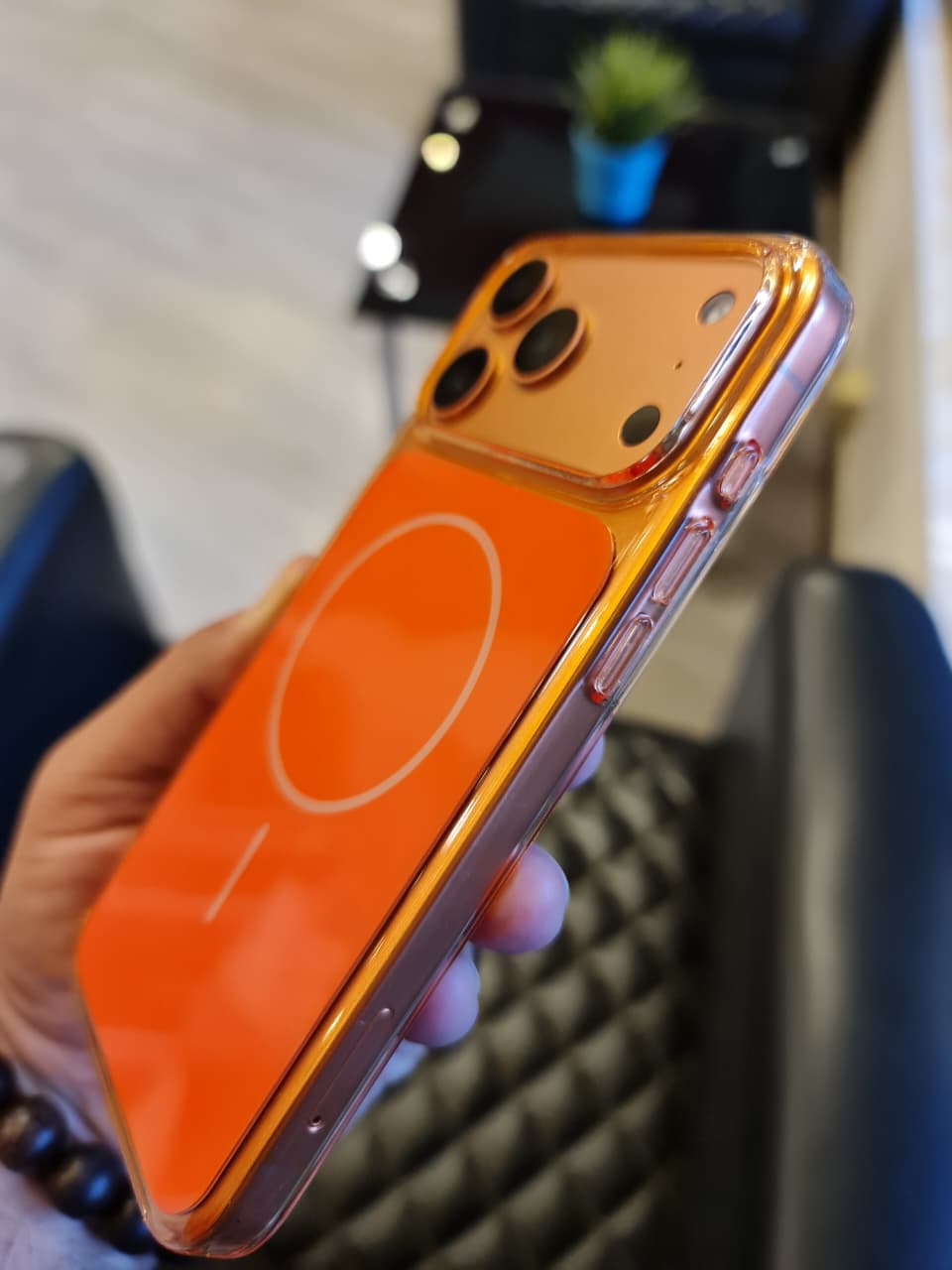 Original Color Design Clear Magnetic Case for iPhone 17 Pro Max (Orange)