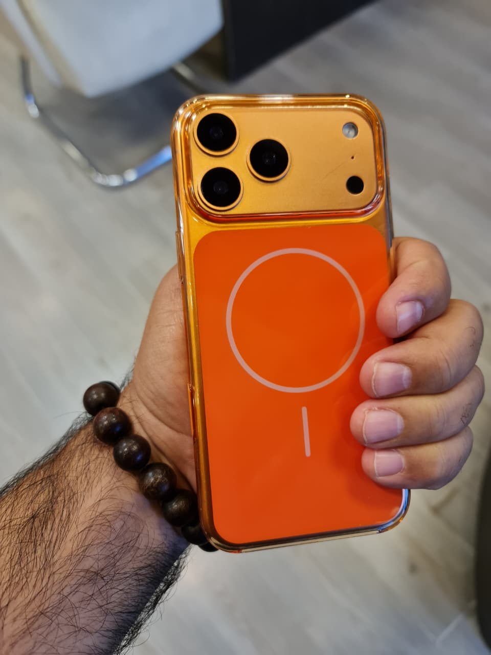 Original Color Design Clear Magnetic Case for iPhone 17 Pro Max (Orange)