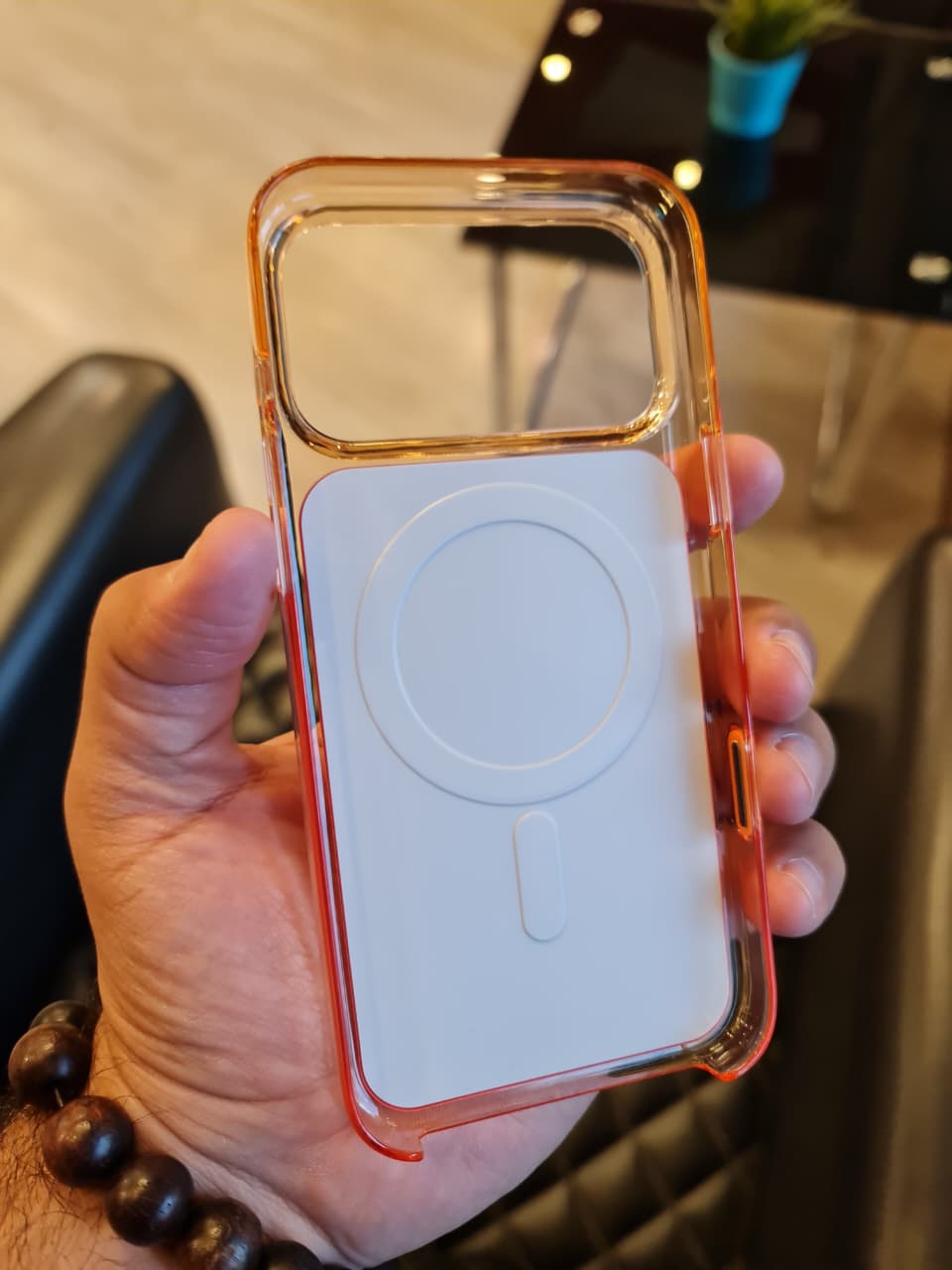 Original Color Design Clear Magnetic Case for iPhone 17 Pro Max (Orange)