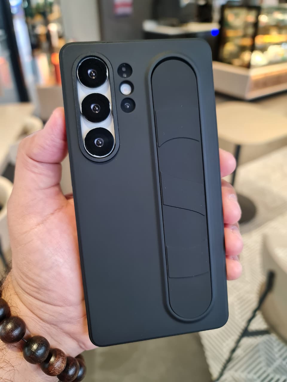 Smart Key Control Silicone Elastic Stand Wristband Back Case for Samsung