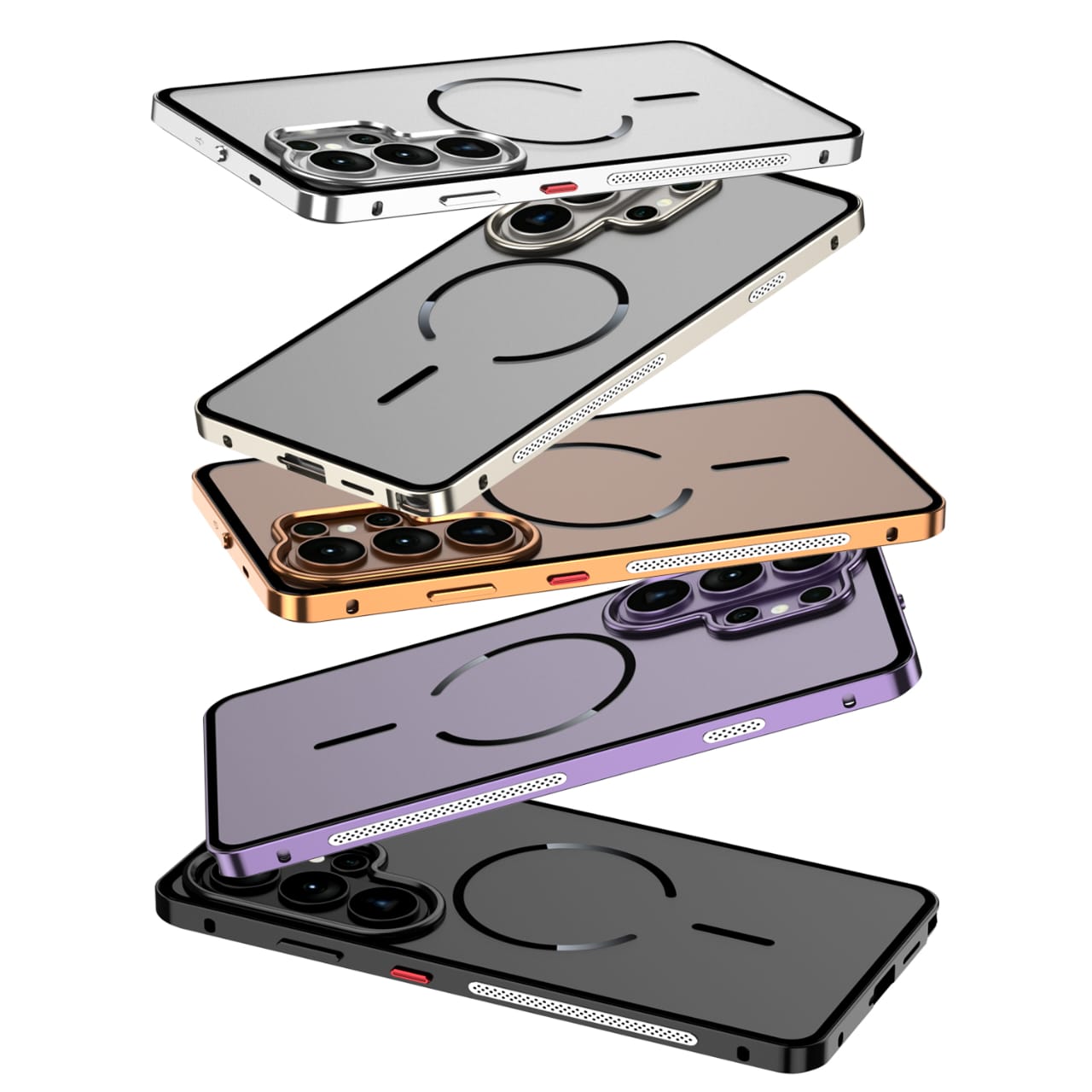 Metal Bumper Frame Frosted PC Back Cover Case For Samsung S26 Ultra