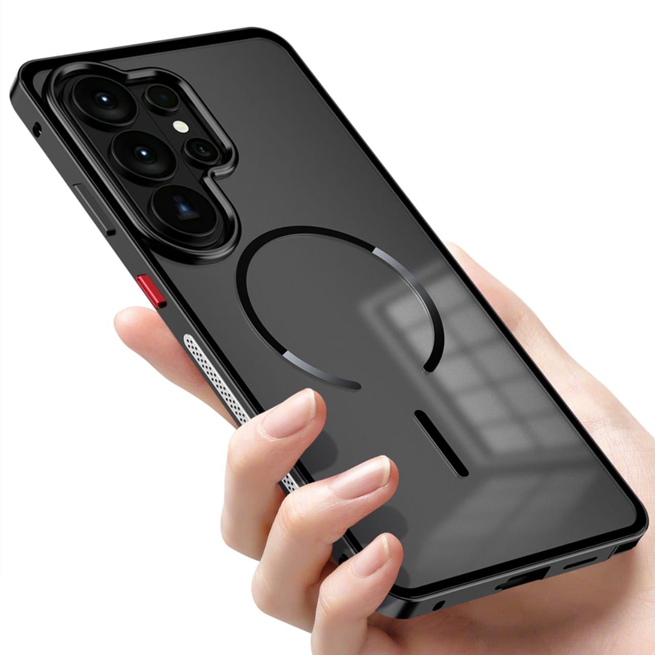 Metal Bumper Frame Frosted PC Back Cover Case For Samsung S26 Ultra