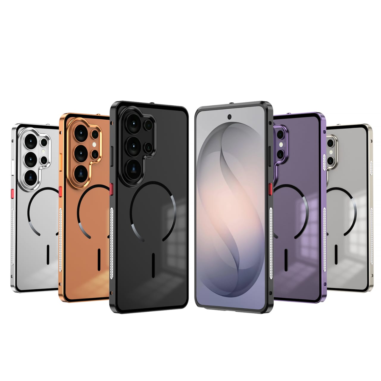 Metal Bumper Frame Frosted PC Back Cover Case For Samsung S26 Ultra