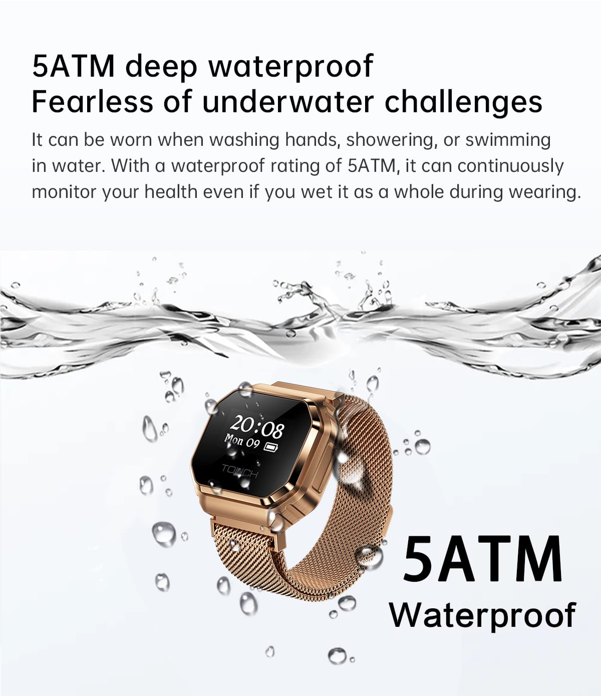 B7 Mini Smart Ring Watch with Interchangeable Stainless Steel and Nylon Straps