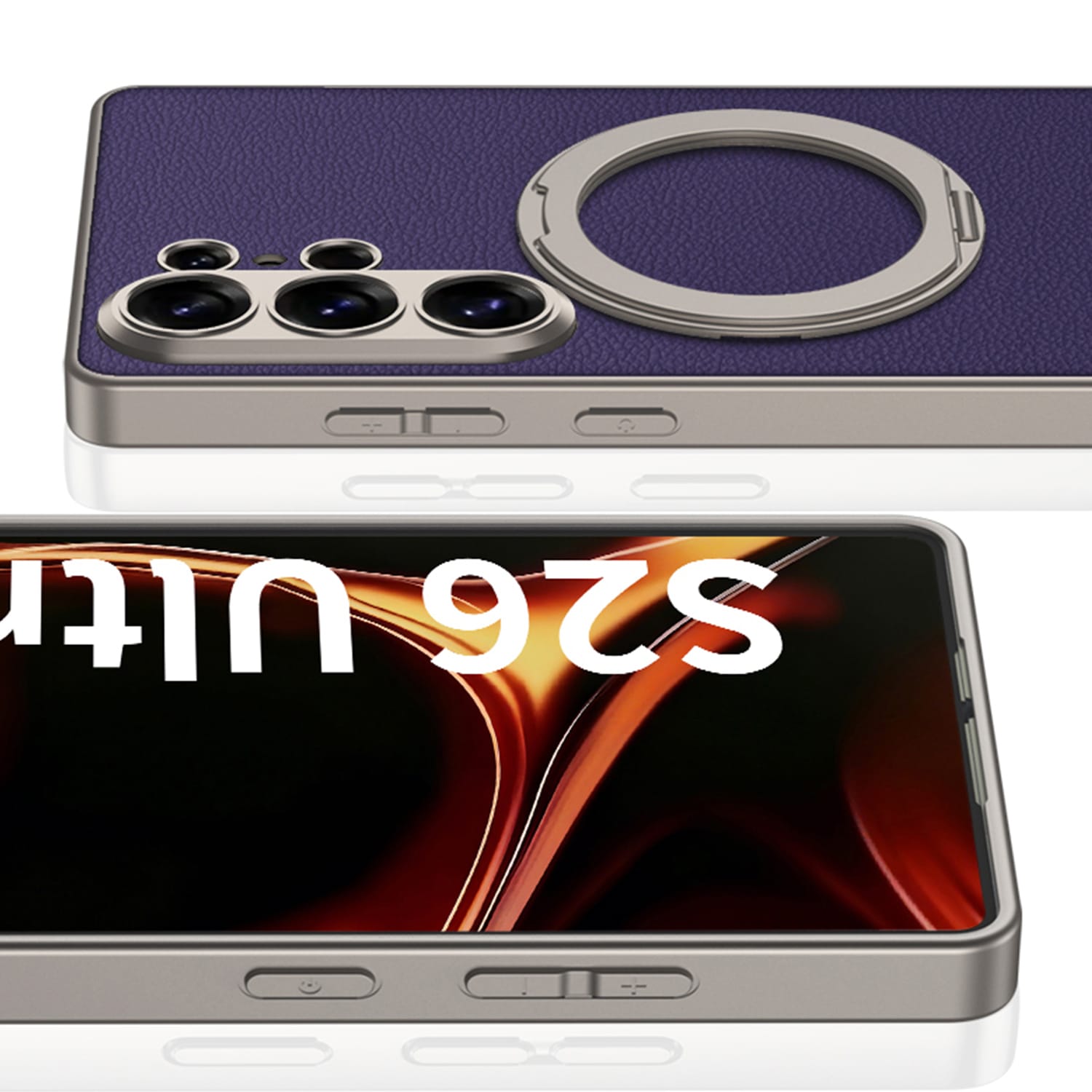 GKK 360° Rotatable Ring Stand Leather Case For Samsung 26 Ultra