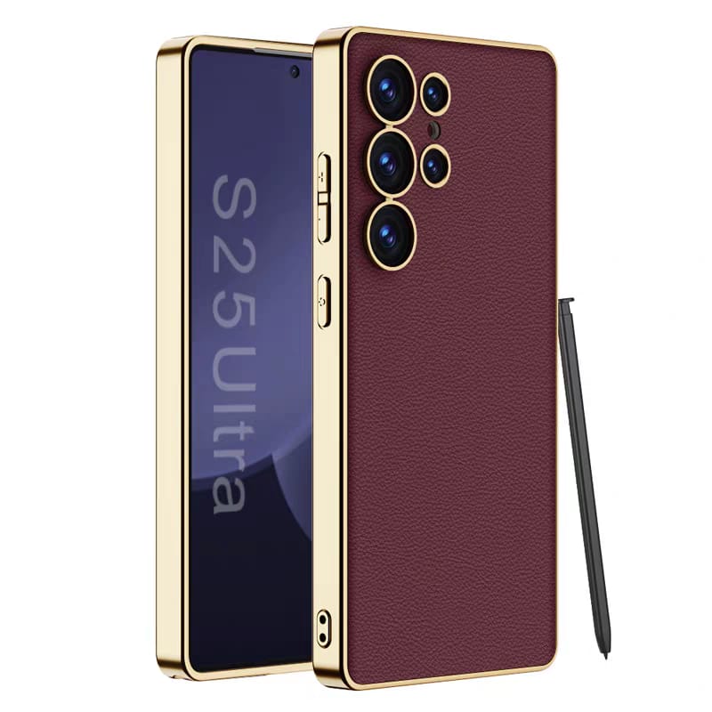 GKK Electroplating PU Leather TPU Phone Back Cover For Samsung