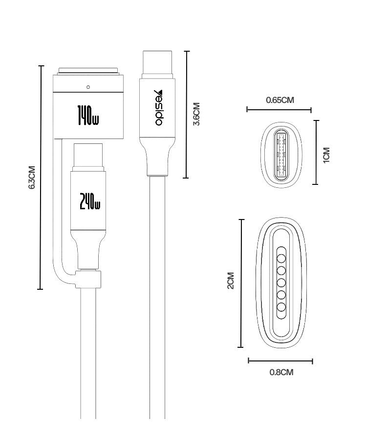 Yesido CA197 2 Meter 240W Fast Charging