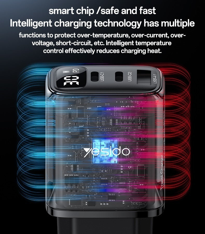 YESIDO YC69 EU 30W Power Display Fast Charging Wall Charger