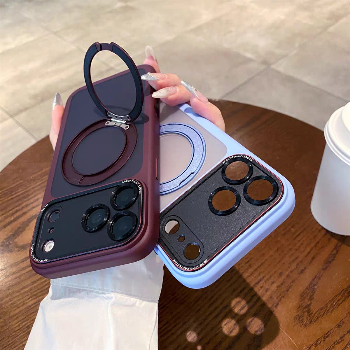 Popular TPU Acrylic Clear Magnetic 360° rotating ring Case for iPhone