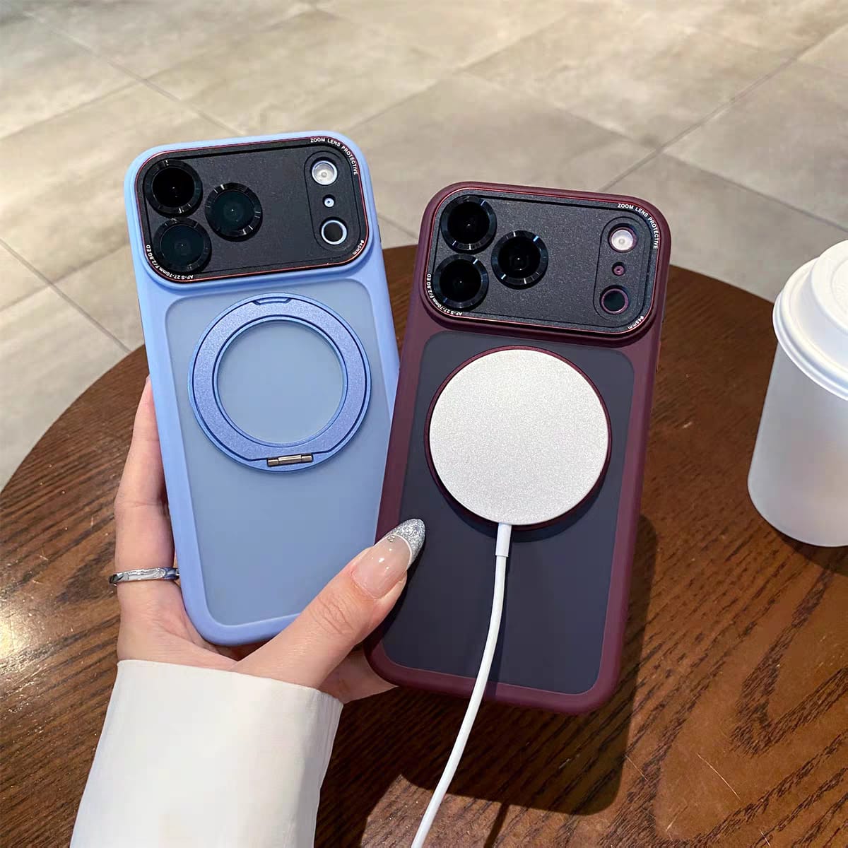 Popular TPU Acrylic Clear Magnetic 360° rotating ring Case for iPhone