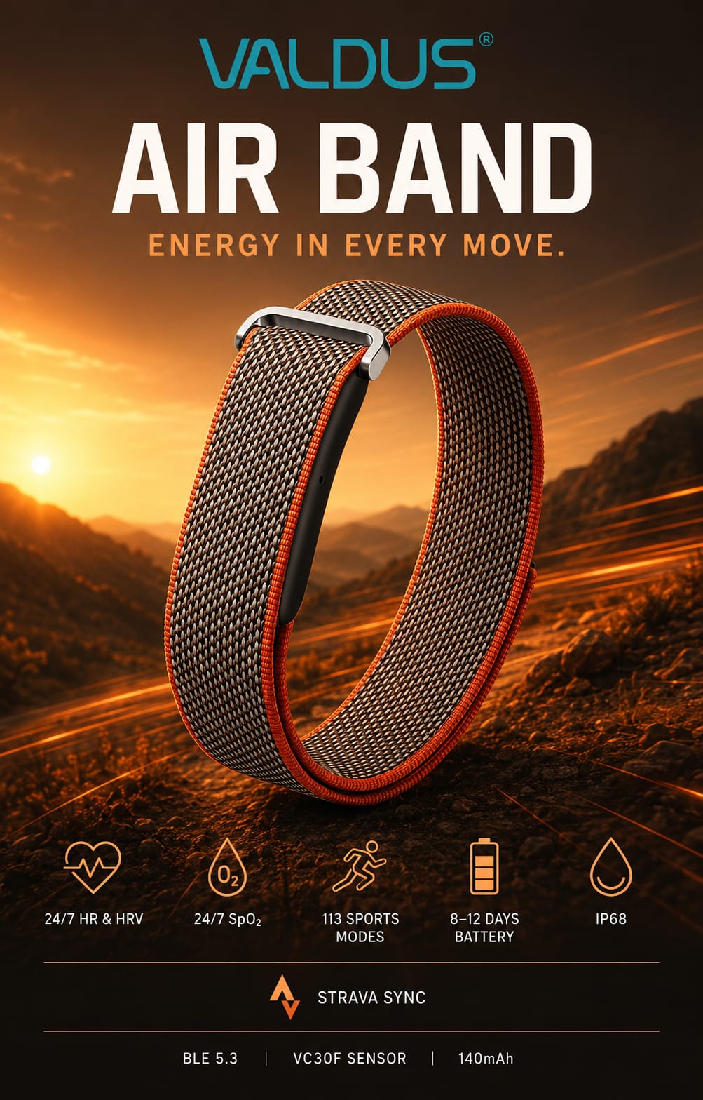 VALDUS Fitness Activity Tracker Air Band