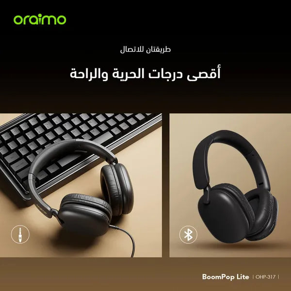 Oraimo OHP-317 BoomPop Lite Wireless Over-Ear Headphones with ENC Technology