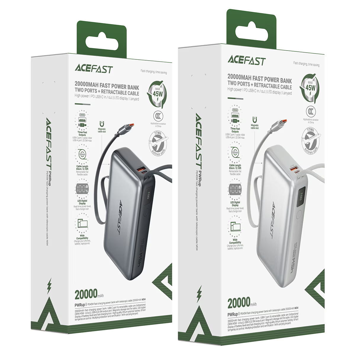ACEFAST Fast Charge Power Bank M34 PD45W 20000mAh