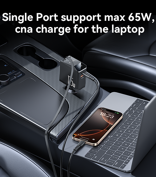 Yesido Y71 125W Type-C + 8 Pin Retractable Cable 3 in 1 Car Charger