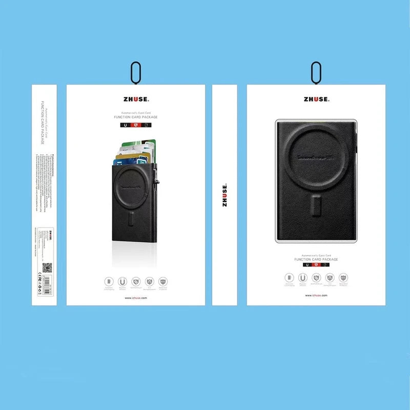 Zhuse magnetic textured automatic pop-up card holder