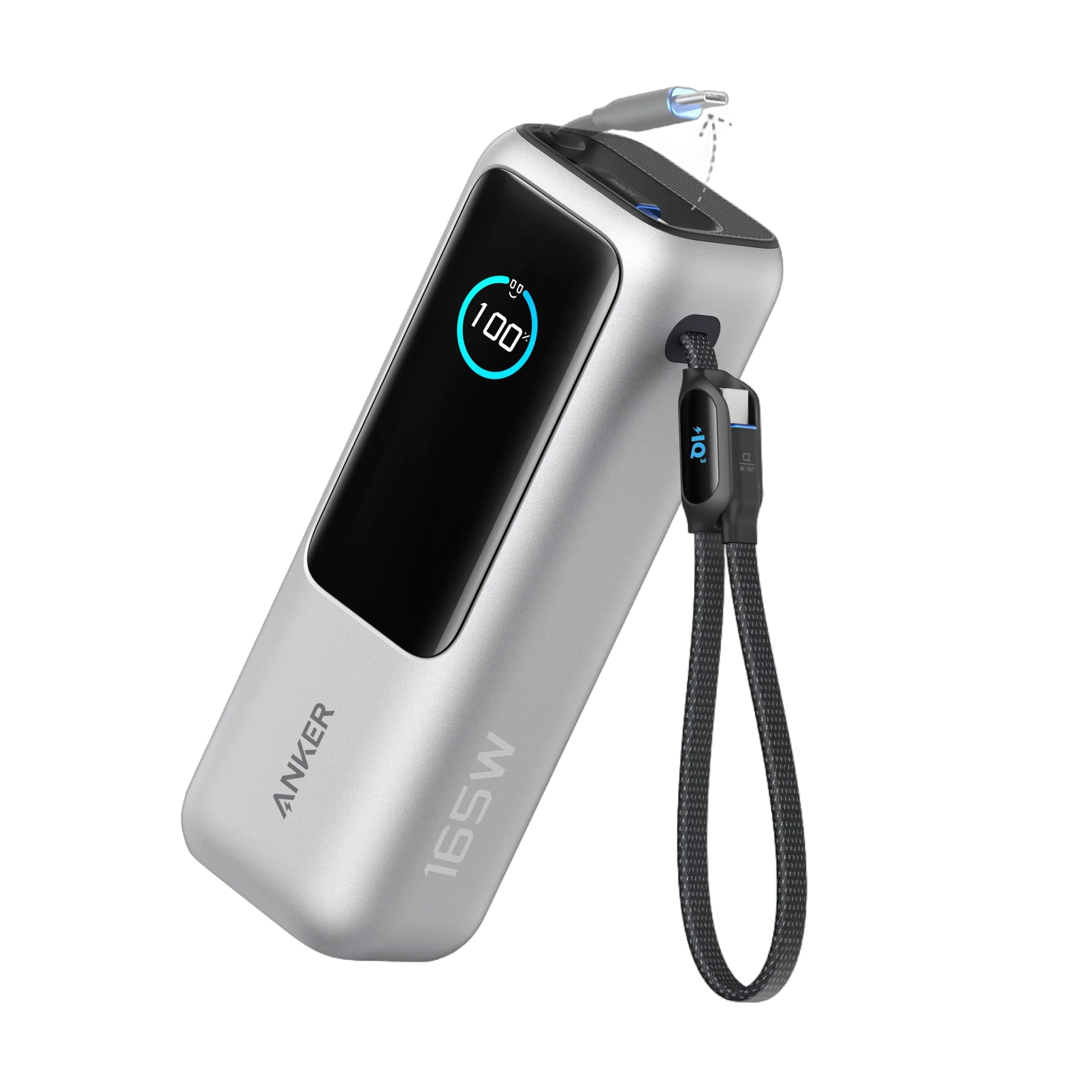 Anker ‎A1695 Power Bank Zolo (25K, 165W, Built-in USB Type-C & Retractable Cable)