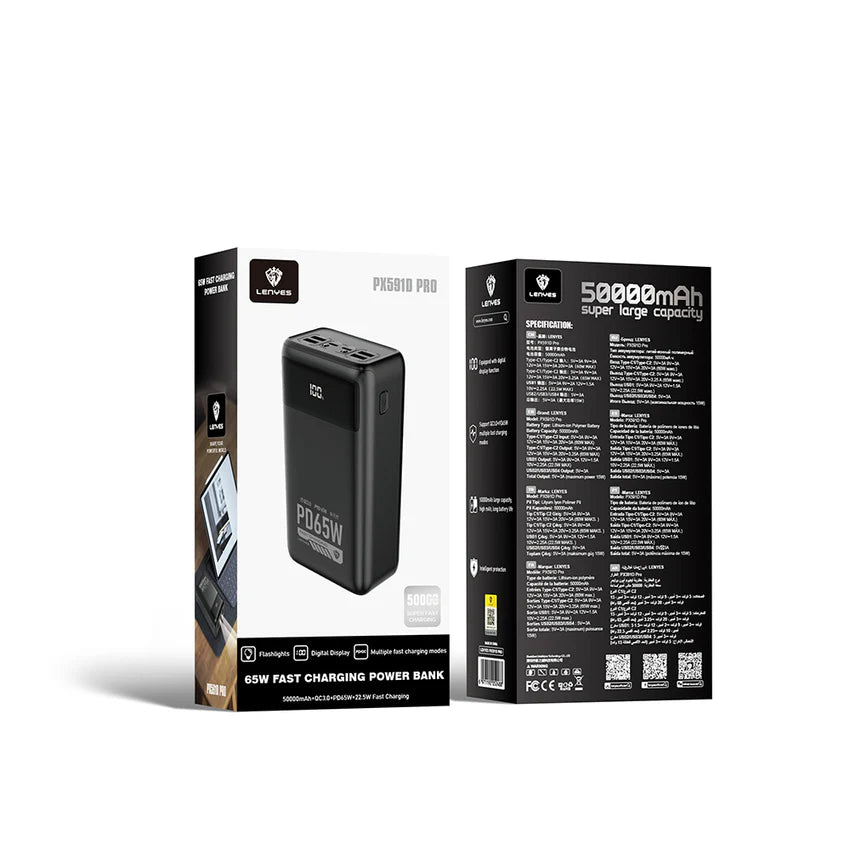 Lenyes PX591D Pro 65W Powerbank 50000mAh