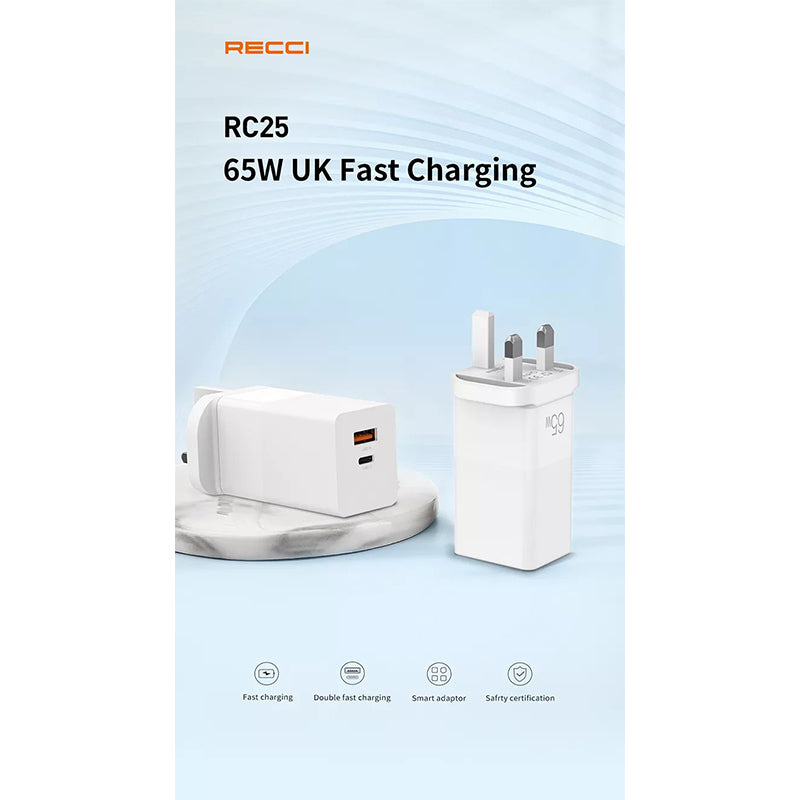 Recci RC25 Fast Charging Travel Adapter Super