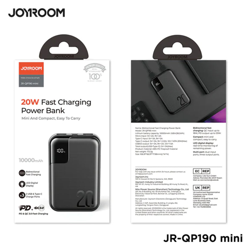 JR-QP190 mini 10000mah 20W fast charging power bank