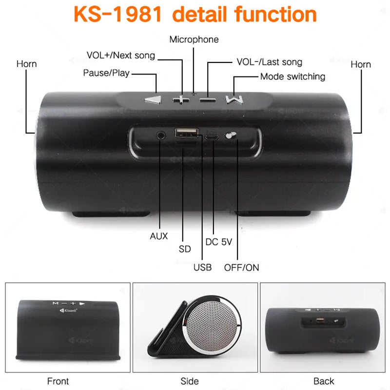 Kisonli KS-1981 Wireless BT Speaker With Phone holder