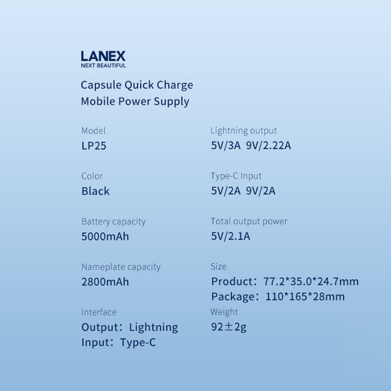 LANEX LP25 powerbank 5000mAh