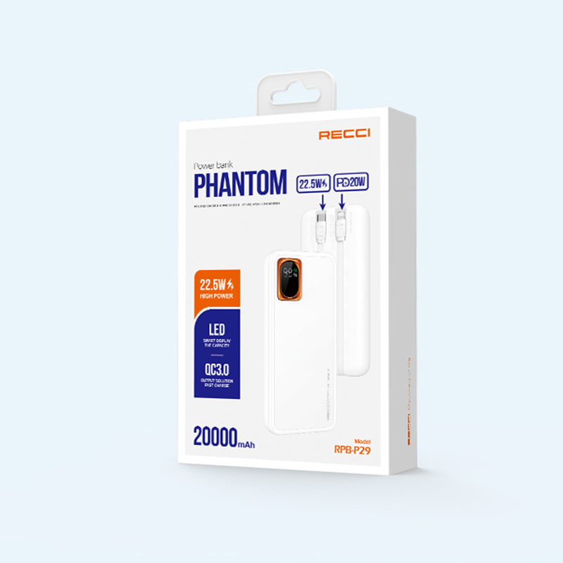 Recci RPB-P29 20000mAh Phantom Fast Charging Powerbank